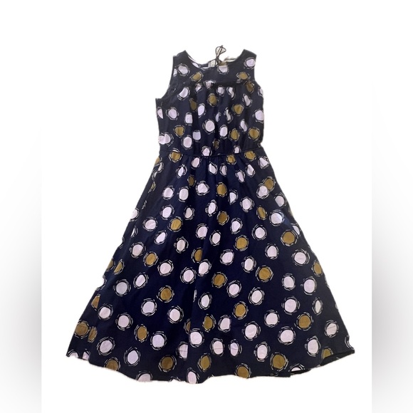 Boden Womens Sleeveless Polka Dot Maxi Dress Navy, White, Gold Size 4 Long - Picture 1 of 10